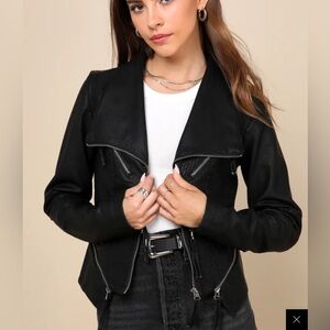 Black Vegan Leather Moto Jacket